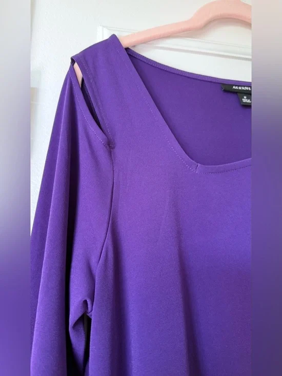 Alfani Purple 3/4 Sleeve Tunic Top - Picture 3 of 5